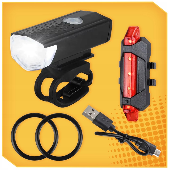 LAMPKA ROWEROWA MOCNE OŚWIETLENIE PRZÓD TYŁ LED USB WODOODPORNE NA ROWER Model SYGNAŁ ŚWIATŁO ŚWIATEŁKO TYLNE PRZEDNIE LAMPA MOC